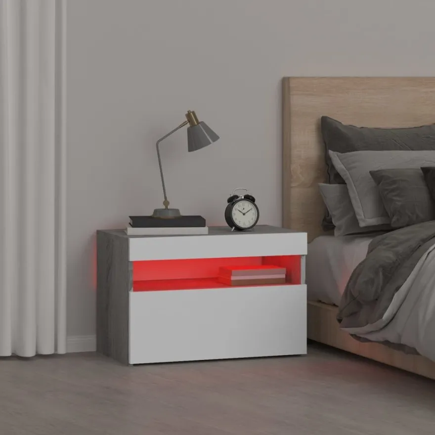 Yöpöytä LED-valoilla, 60x35x40cm, eri pakkauskokoja ja värejä