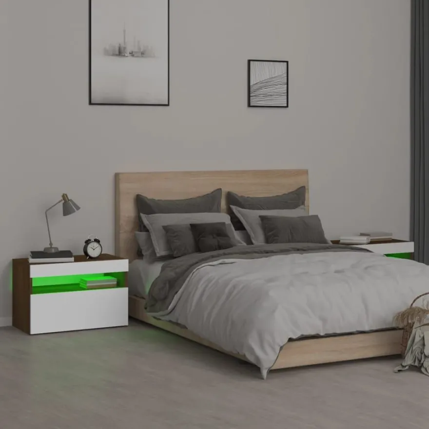 Yöpöytä LED-valoilla, 60x35x40cm, eri pakkauskokoja ja värejä
