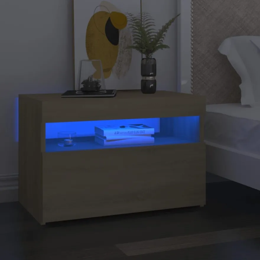 Yöpöytä LED-valoilla, 60x35x40cm, eri pakkauskokoja ja värejä