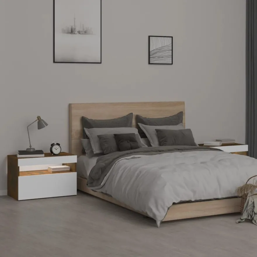 Yöpöytä LED-valoilla, 60x35x40cm, eri pakkauskokoja ja värejä