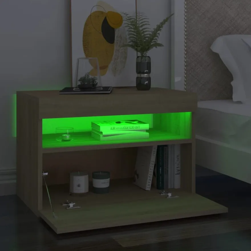 Yöpöytä LED-valoilla, 60x35x40cm, eri pakkauskokoja ja värejä