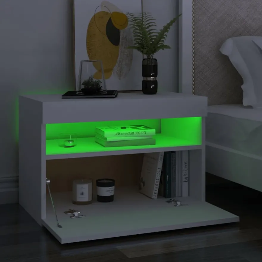 Yöpöytä LED-valoilla, 60x35x40cm, eri pakkauskokoja ja värejä