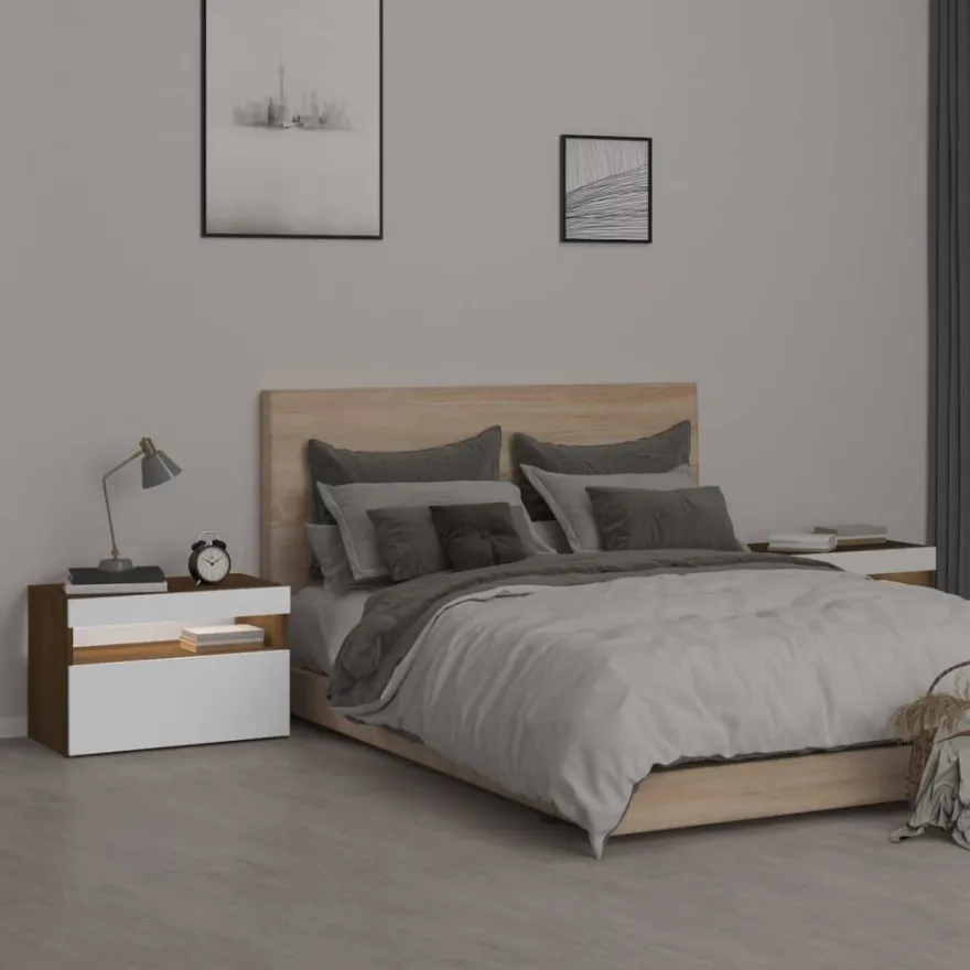 Yöpöytä LED-valoilla, 60x35x40cm, eri pakkauskokoja ja värejä