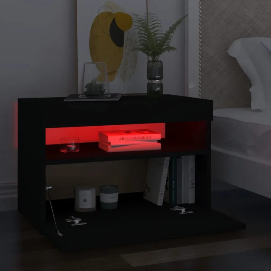Yöpöytä LED-valoilla, 60x35x40cm, eri pakkauskokoja ja värejä