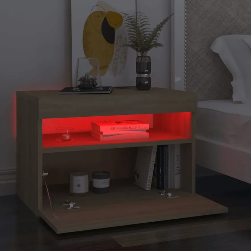 Yöpöytä LED-valoilla, 60x35x40cm, eri pakkauskokoja ja värejä