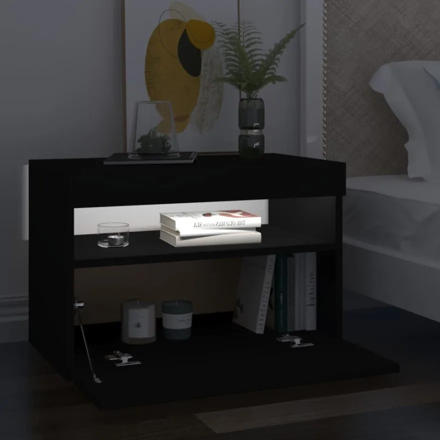 Yöpöytä LED-valoilla, 60x35x40cm, eri pakkauskokoja ja värejä