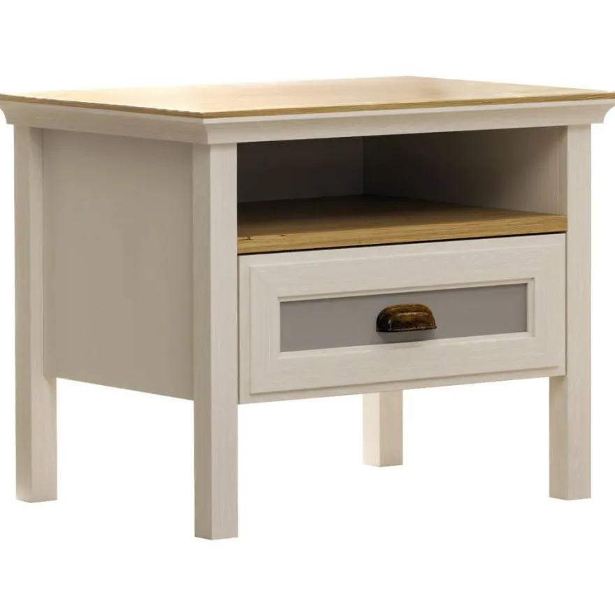 Yöpöytä Linento Furniture FRN-21017, 60x44cm, kerma/ruskea/harmaa