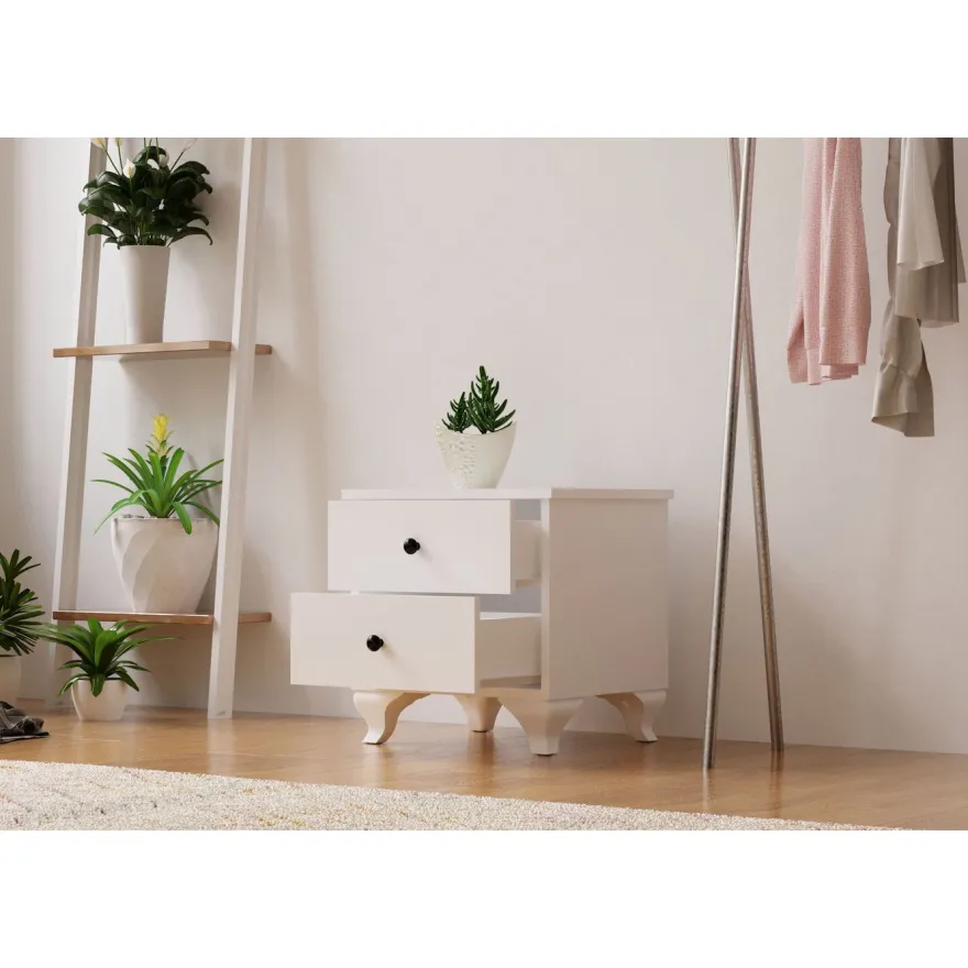 Yöpöytä Linento Furniture Rb-070, 40x45cm, mattavalkoinen