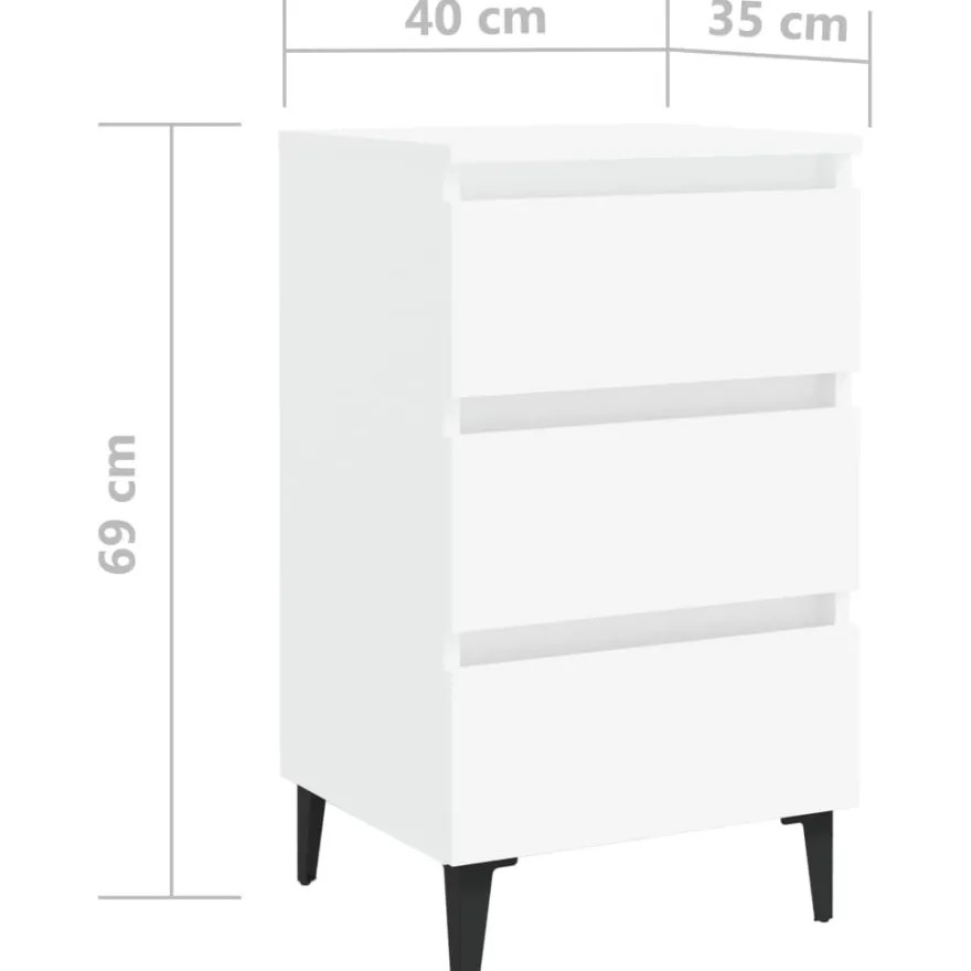 Yöpöytä metallijaloilla, 40x35x69cm, eri pakkauskokoja ja värejä